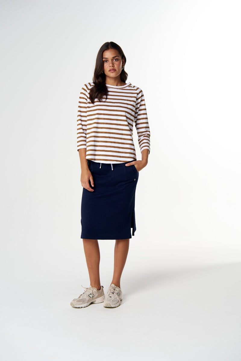 Repeat Offender 3/4 Sleeve Tee | White & Fox Stripe C1387
