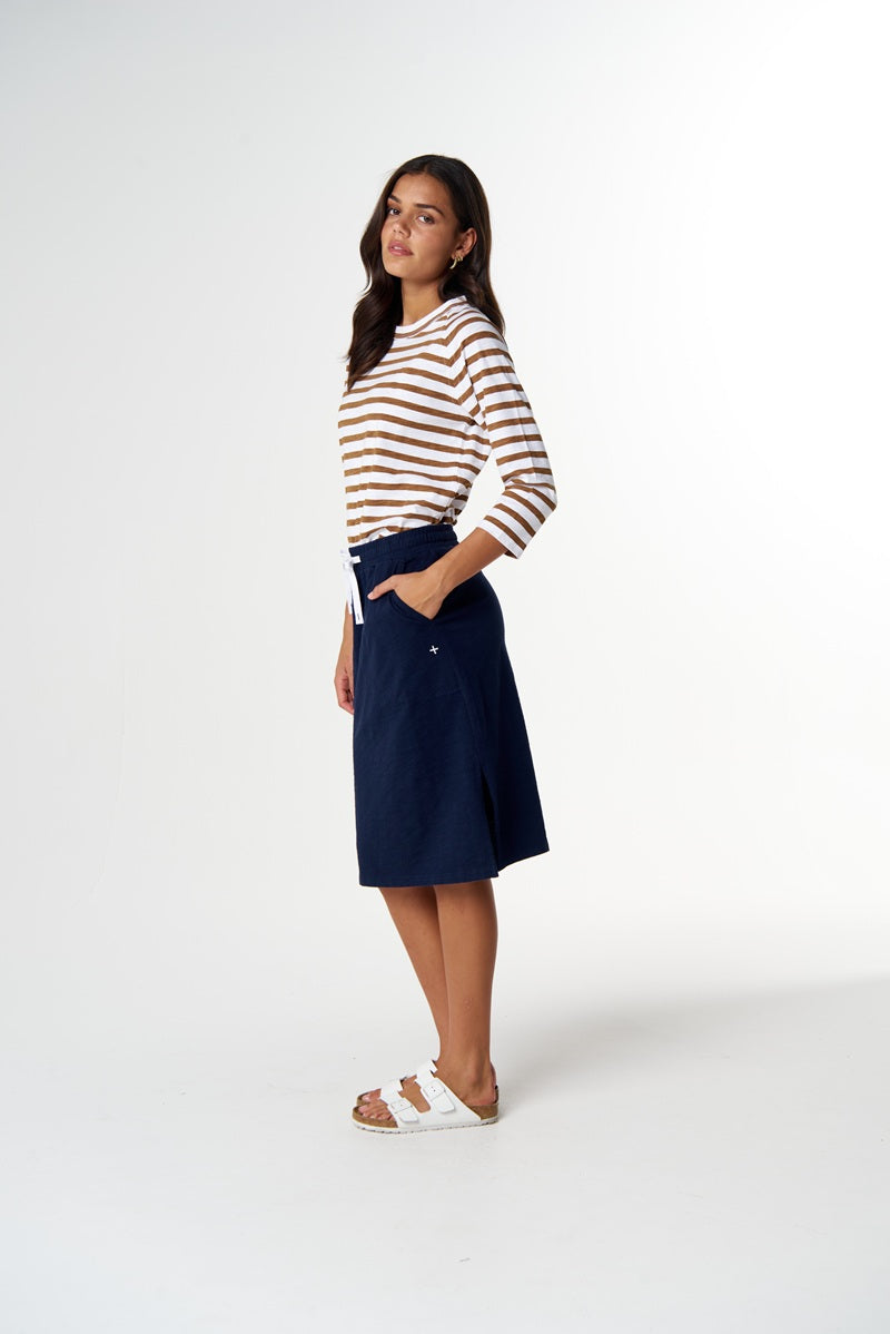 Repeat Offender 3/4 Sleeve Tee | White & Fox Stripe C1387