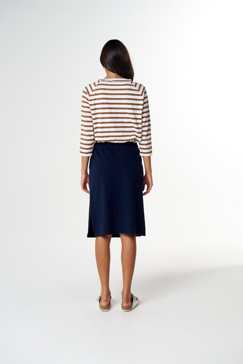 Repeat Offender 3/4 Sleeve Tee | White & Fox Stripe C1387