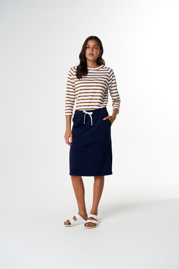 Repeat Offender 3/4 Sleeve Tee | White & Fox Stripe C1387