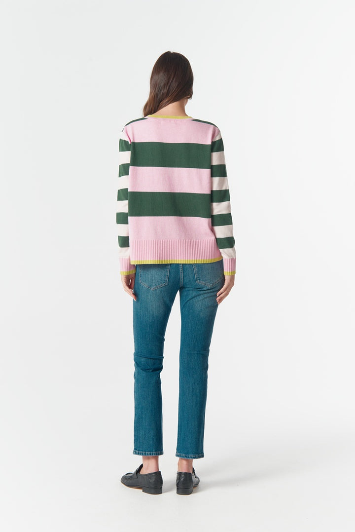 Sierra Contrast Stripe Knit | Lush Green Stripe C1837