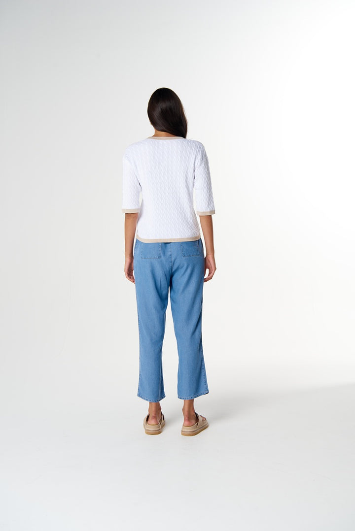 Solar Knitted Henley | White C1855