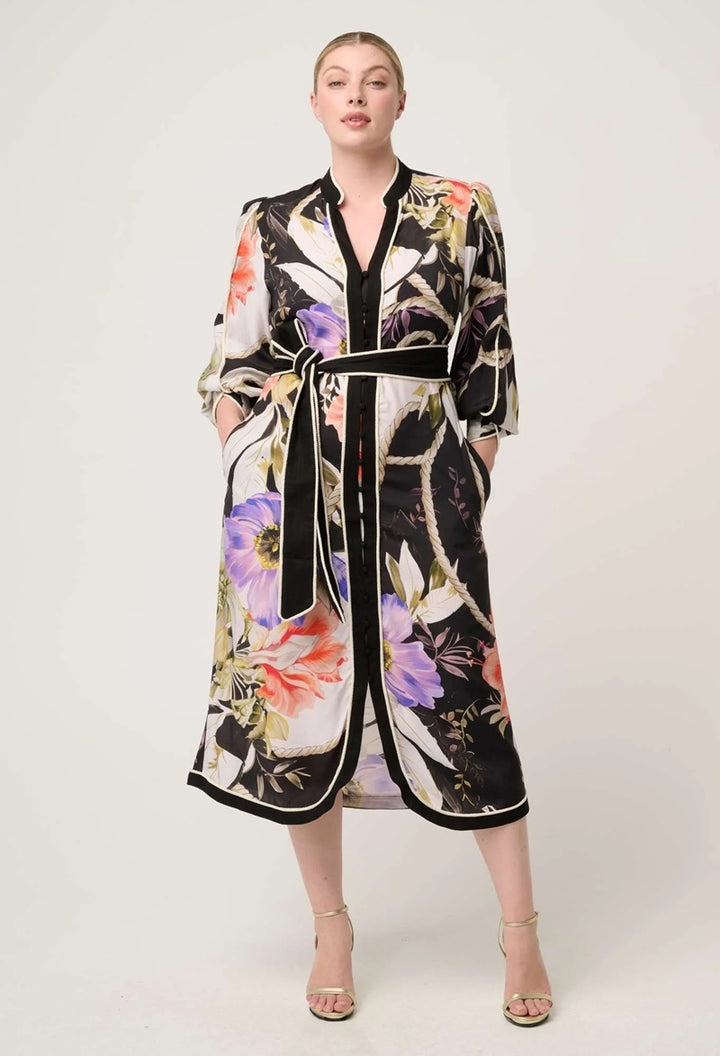 Camille Viscose Faille Curved Hem Dress | Tangled Blossom
