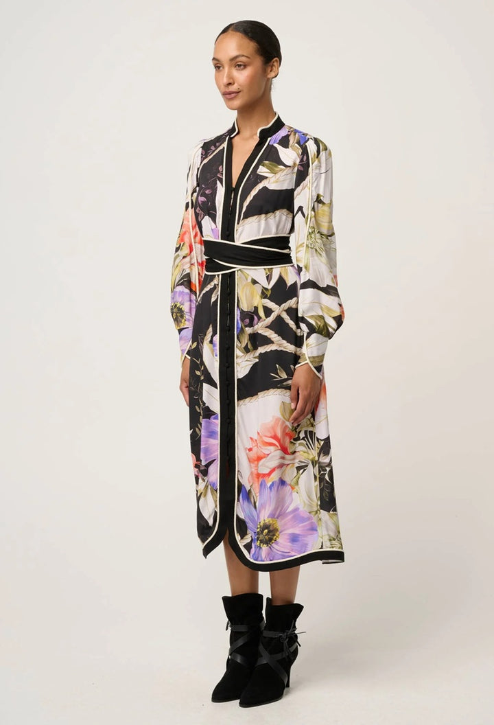 Camille Viscose Faille Curved Hem Dress | Tangled Blossom