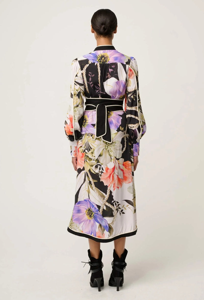 Camille Viscose Faille Curved Hem Dress | Tangled Blossom
