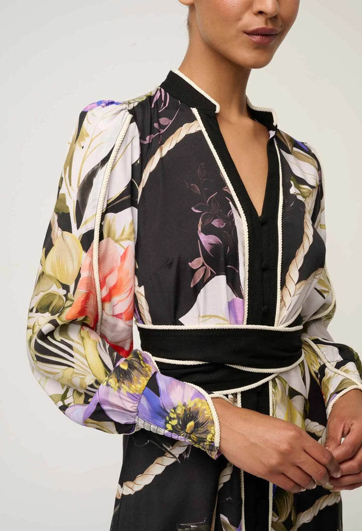 Camille Viscose Faille Curved Hem Dress | Tangled Blossom
