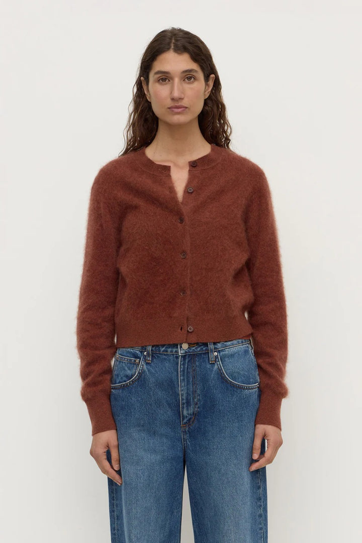 Carina Merino Wool Long Sleeve Cardigan | Burnt Amber