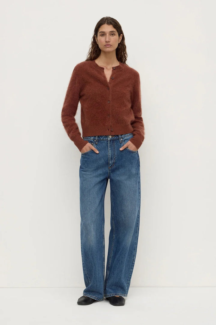 Carina Merino Wool Long Sleeve Cardigan | Burnt Amber