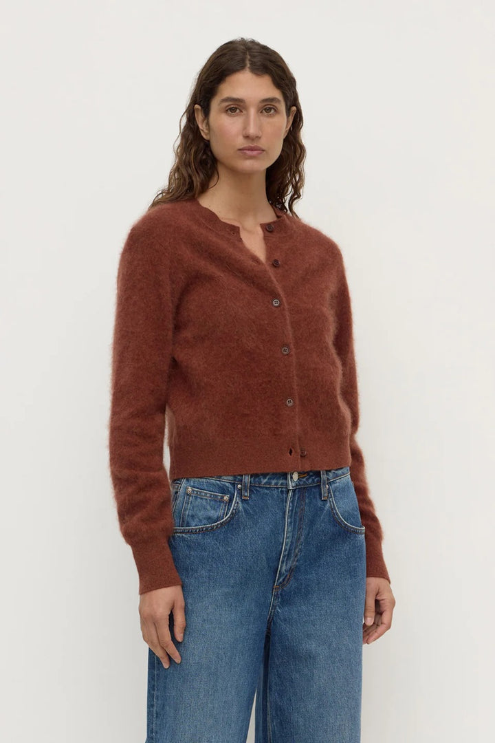 Carina Merino Wool Long Sleeve Cardigan | Burnt Amber