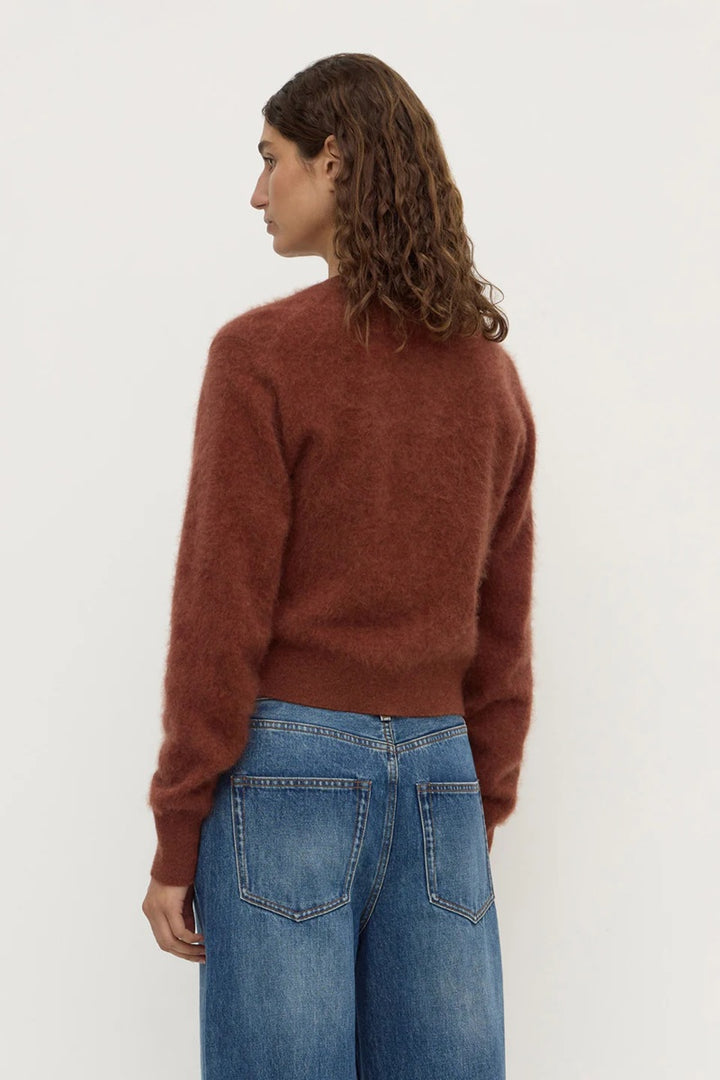 Carina Merino Wool Long Sleeve Cardigan | Burnt Amber
