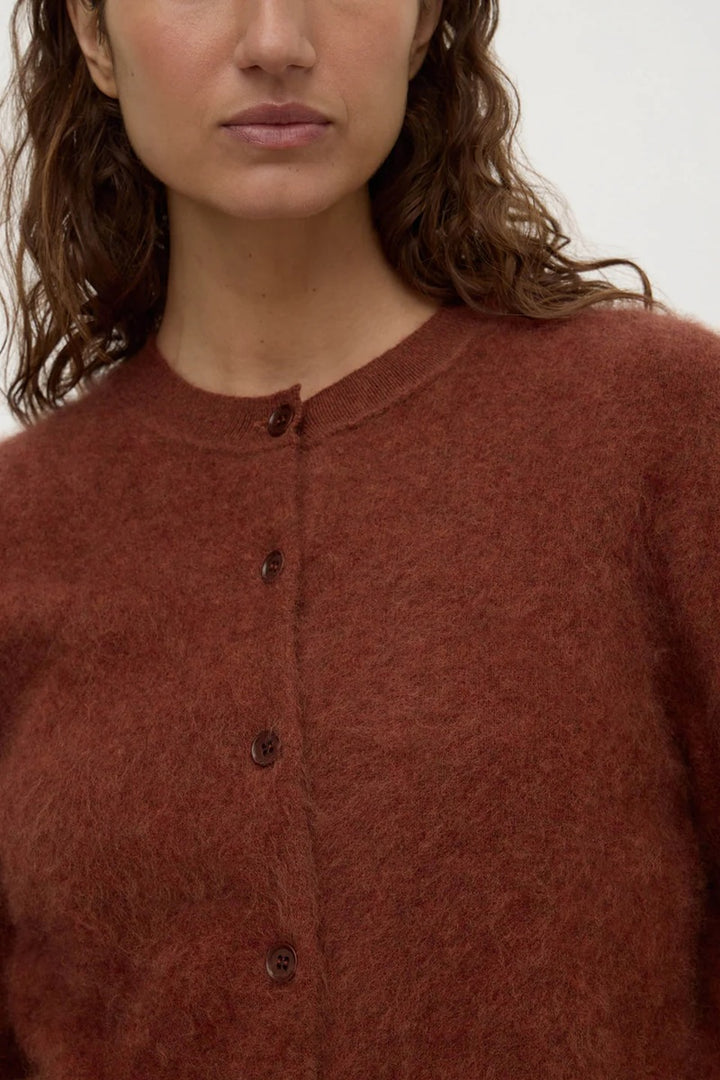 Carina Merino Wool Long Sleeve Cardigan | Burnt Amber