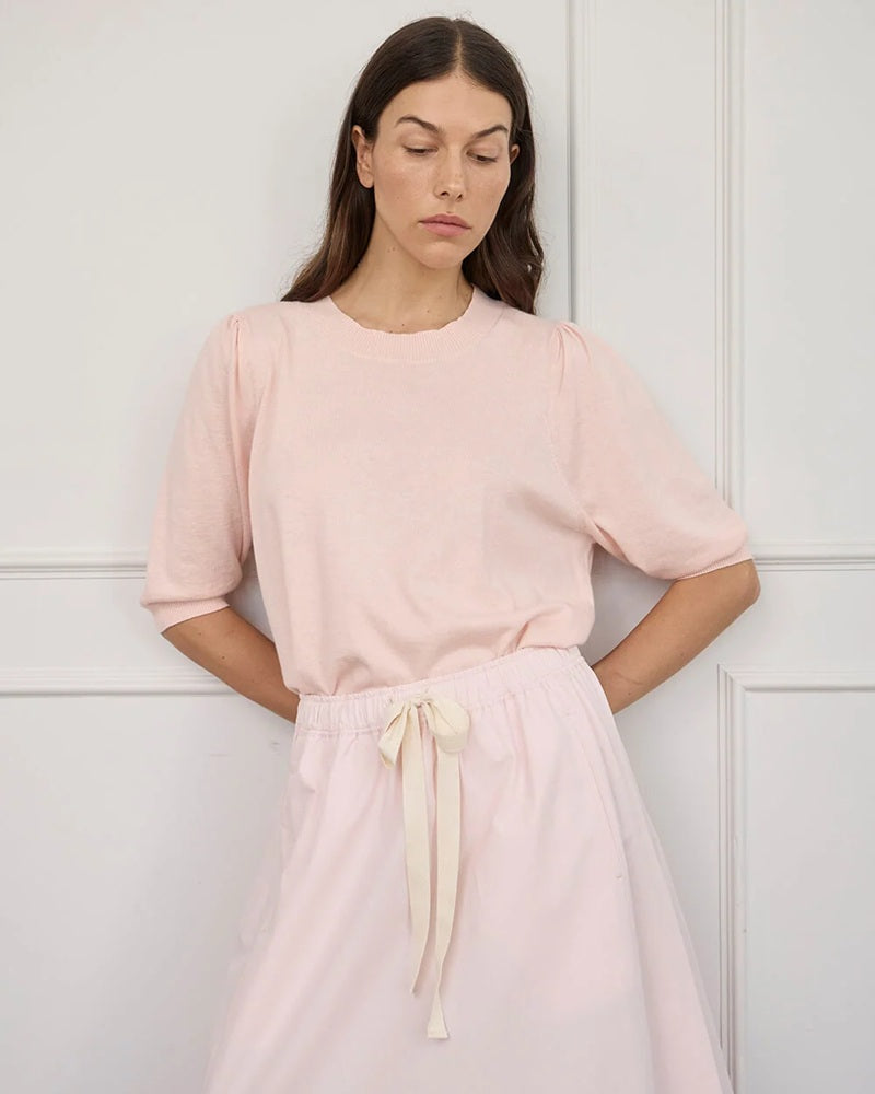 Cath Knit Tee | Baby Pink