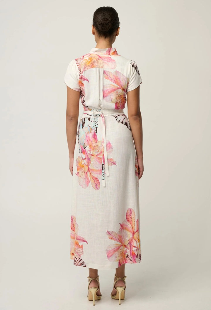 Cattleya Linen Viscose Smock Detail Maxi Dress | Natilus Bloom
