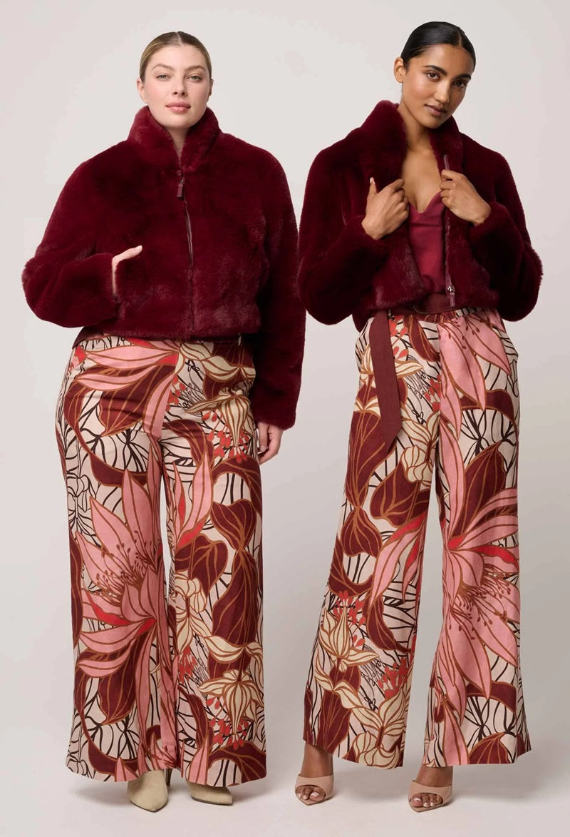 Dawn Faux Fur Cropped Jacket | Bordeaux