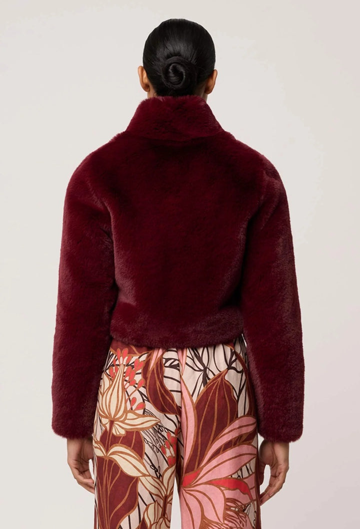 Dawn Faux Fur Cropped Jacket | Bordeaux