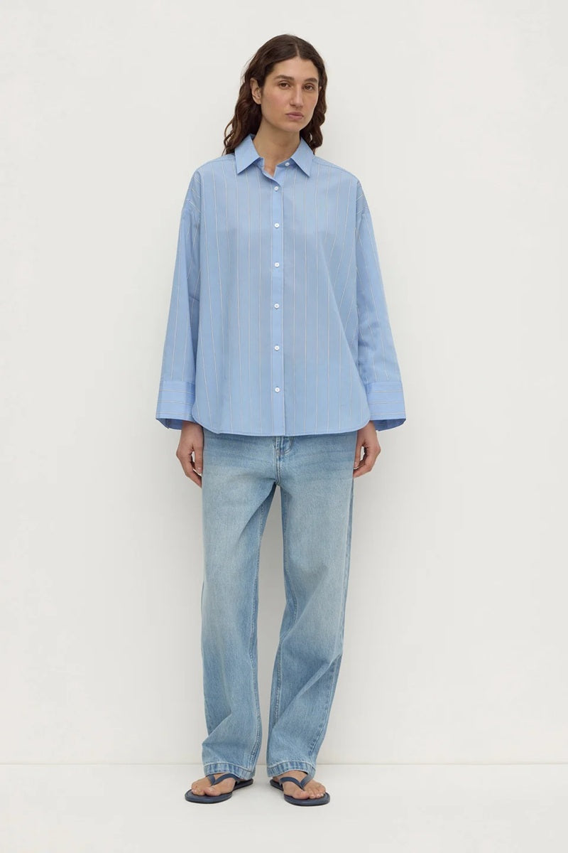 Delaney Italian Stripe Shirt | Blue