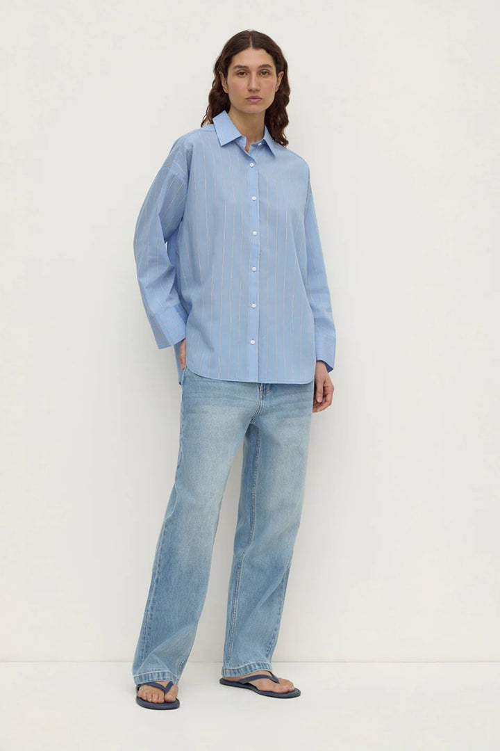 Delaney Italian Stripe Shirt | Blue