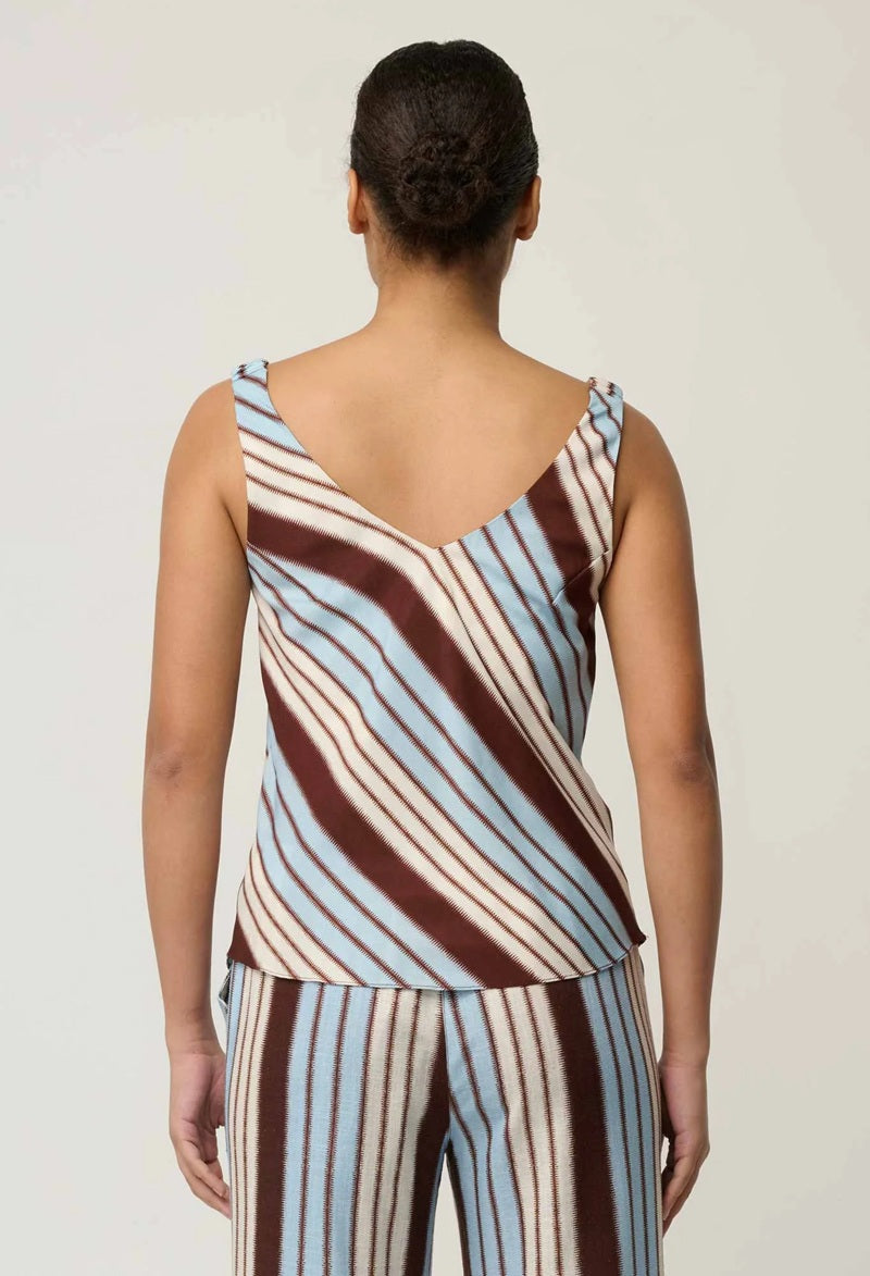 Delray Reversible Cupro V- Neck Cami| Iridescent Stripe