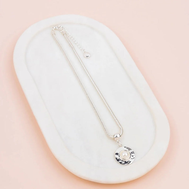 Silver Pendant With Pearl Necklace