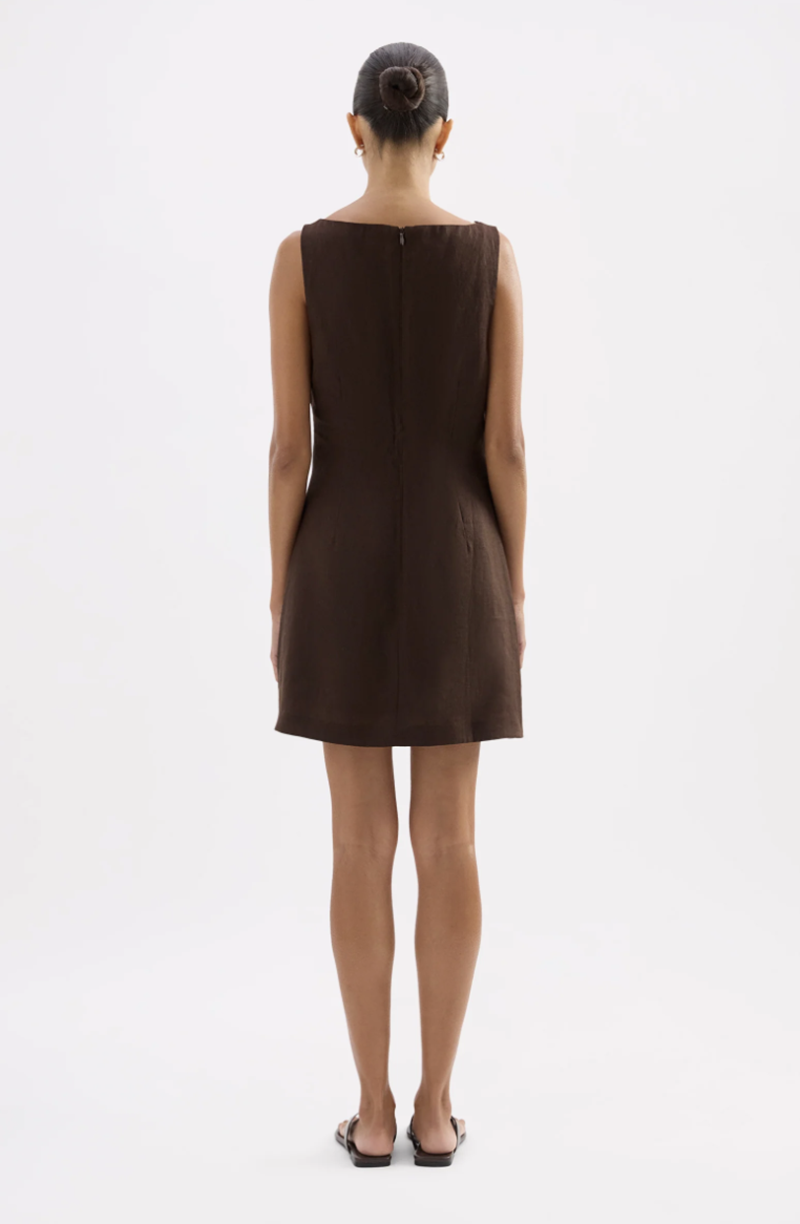 Eleri Linen Mini Dress | Chocolate
