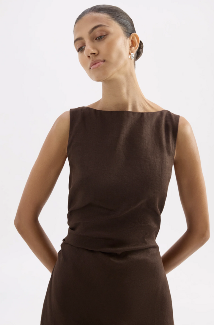 Eleri Linen Mini Dress | Chocolate