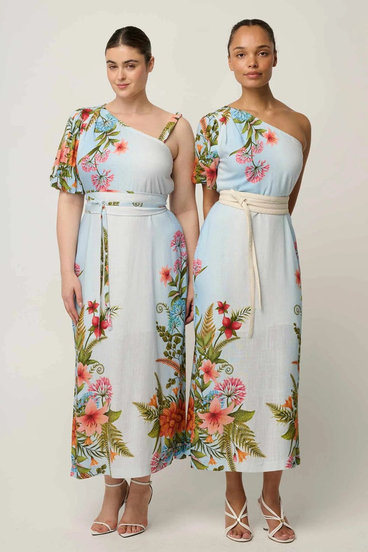 Elodie One Shoulder Linen Viscose Dress | Bloomscape