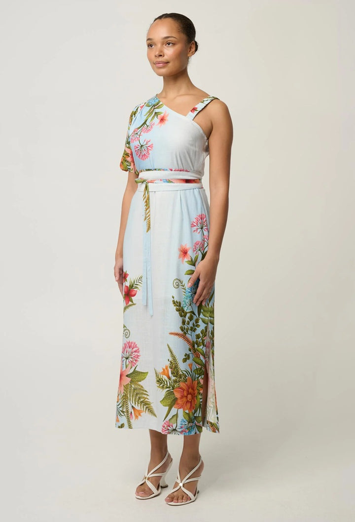 Elodie One Shoulder Linen Viscose Dress | Bloomscape