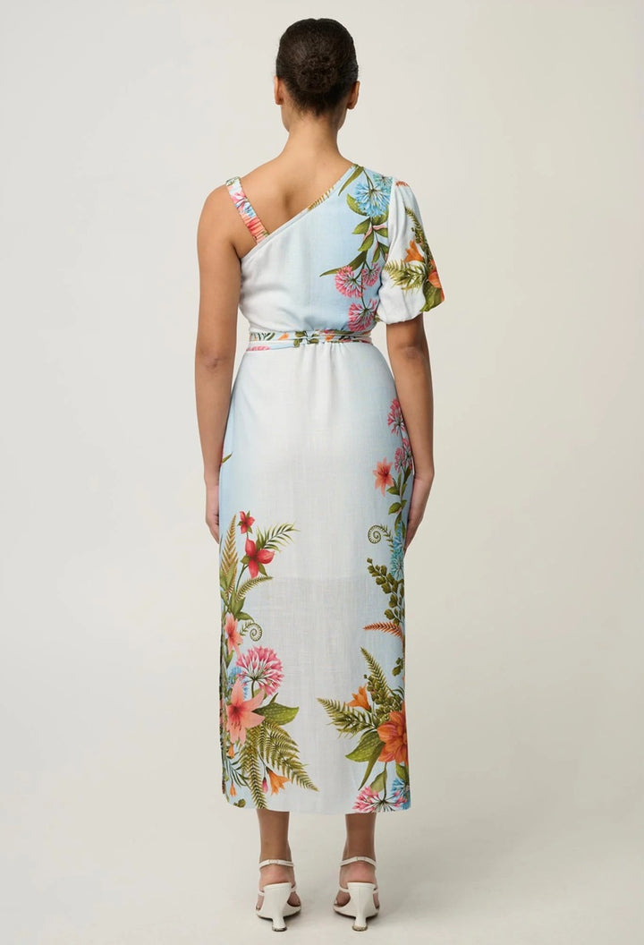 Elodie One Shoulder Linen Viscose Dress | Bloomscape