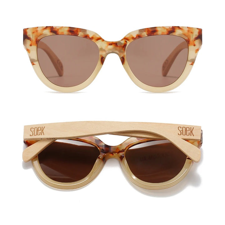 Flutter Desert Tort Sunglasses | Brown Lens White Maple Arms