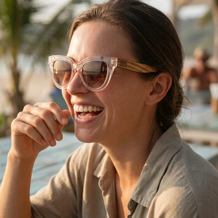 Flutter Blush Sunglasses | Brown Lens Walnut Arms