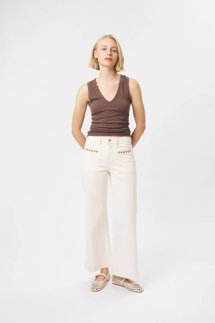 Freya Jean Scallop Pocket | Ecru