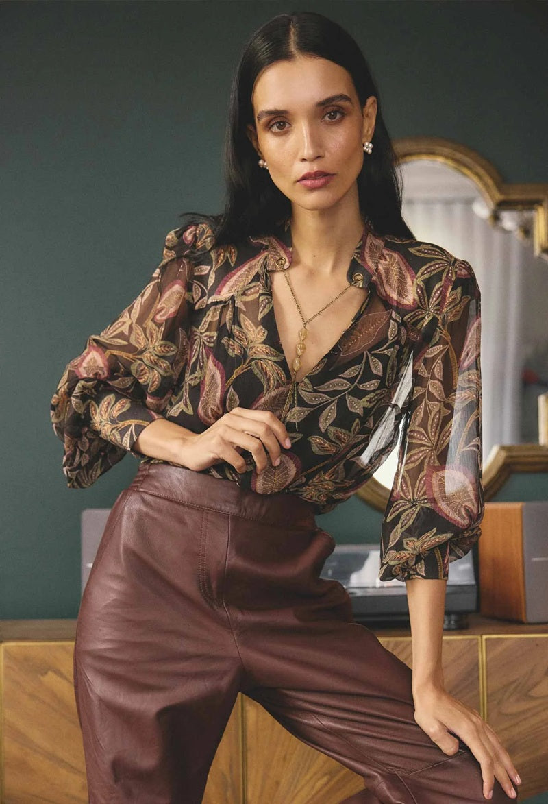 Freya Sheer Viscose Blouse | Dark Tropique