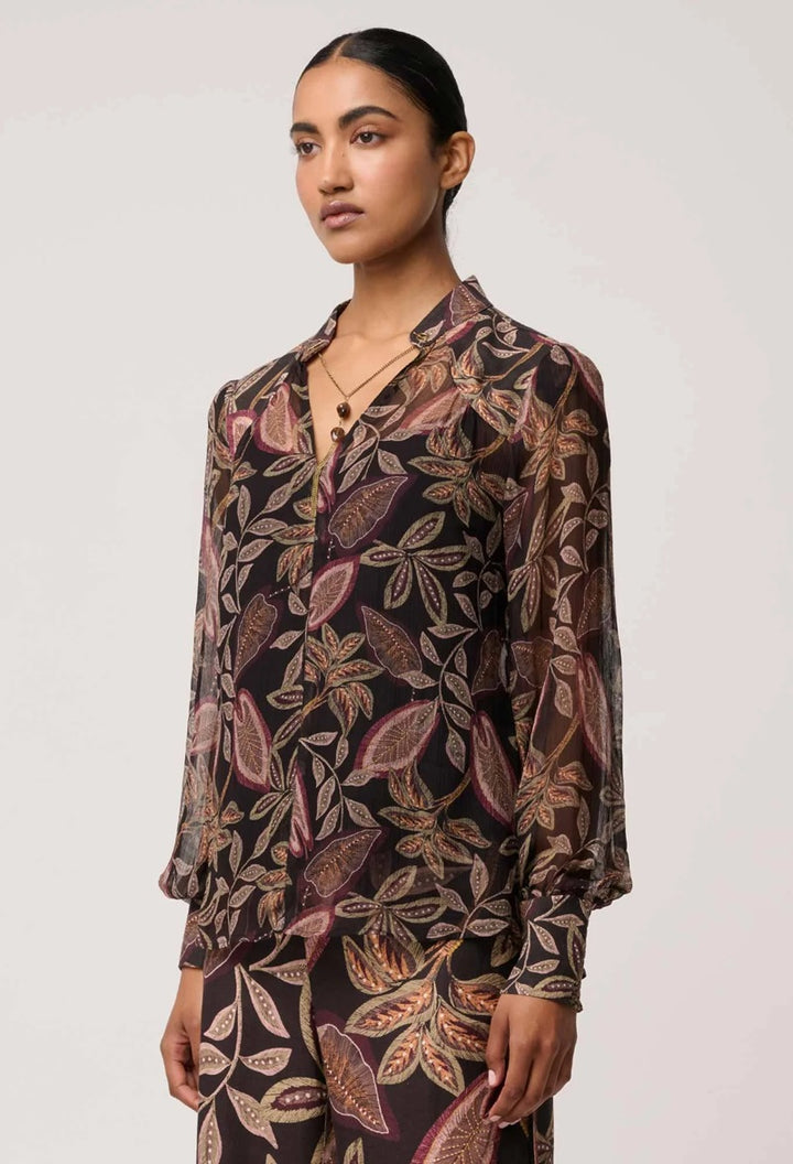 Freya Sheer Viscose Blouse | Dark Tropique