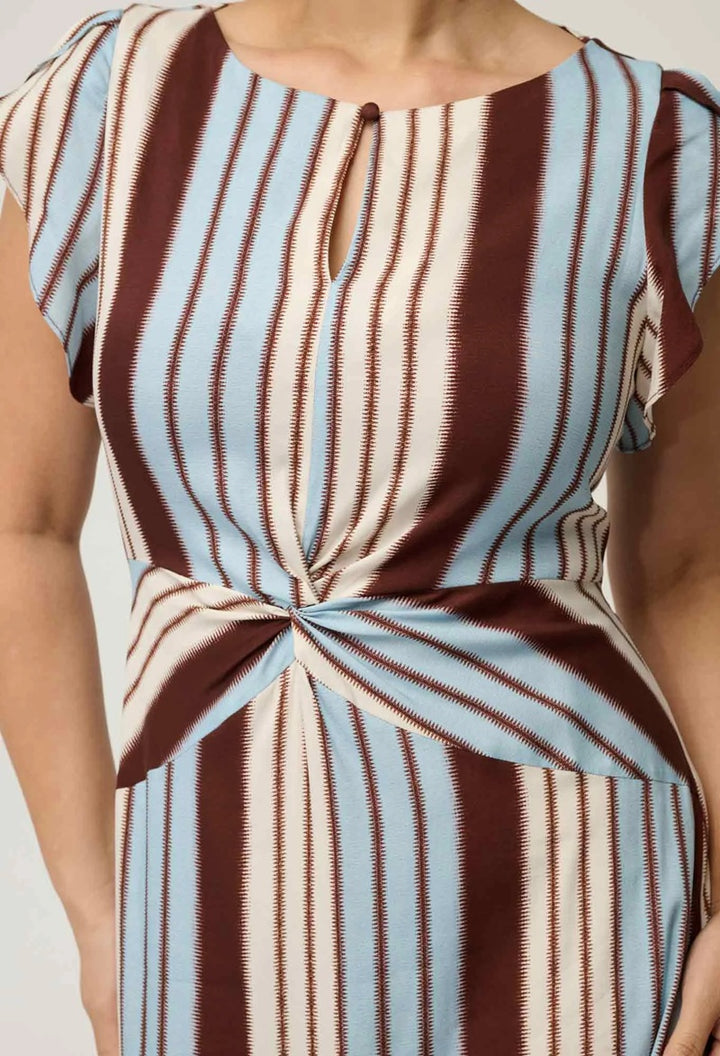 Geneva Stretch Cupro Column Midi Dress | Iridescent Stripe