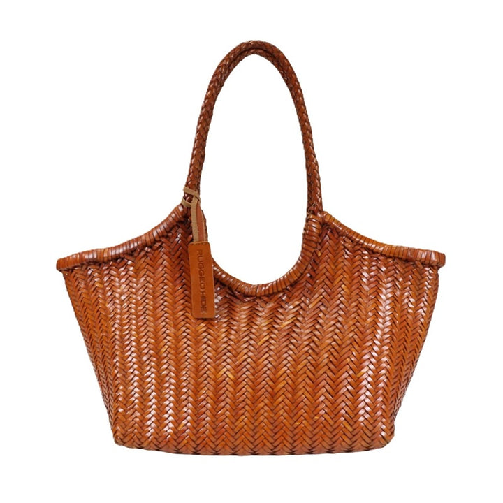 Gisella Large Woven Shopper | Cognac