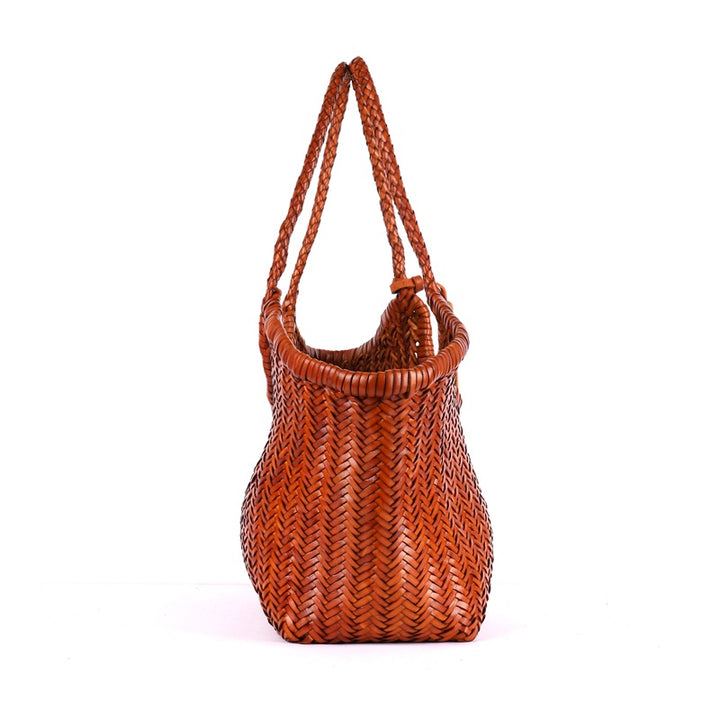 Gisella Large Woven Shopper | Cognac