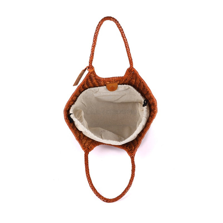 Gisella Large Woven Shopper | Cognac