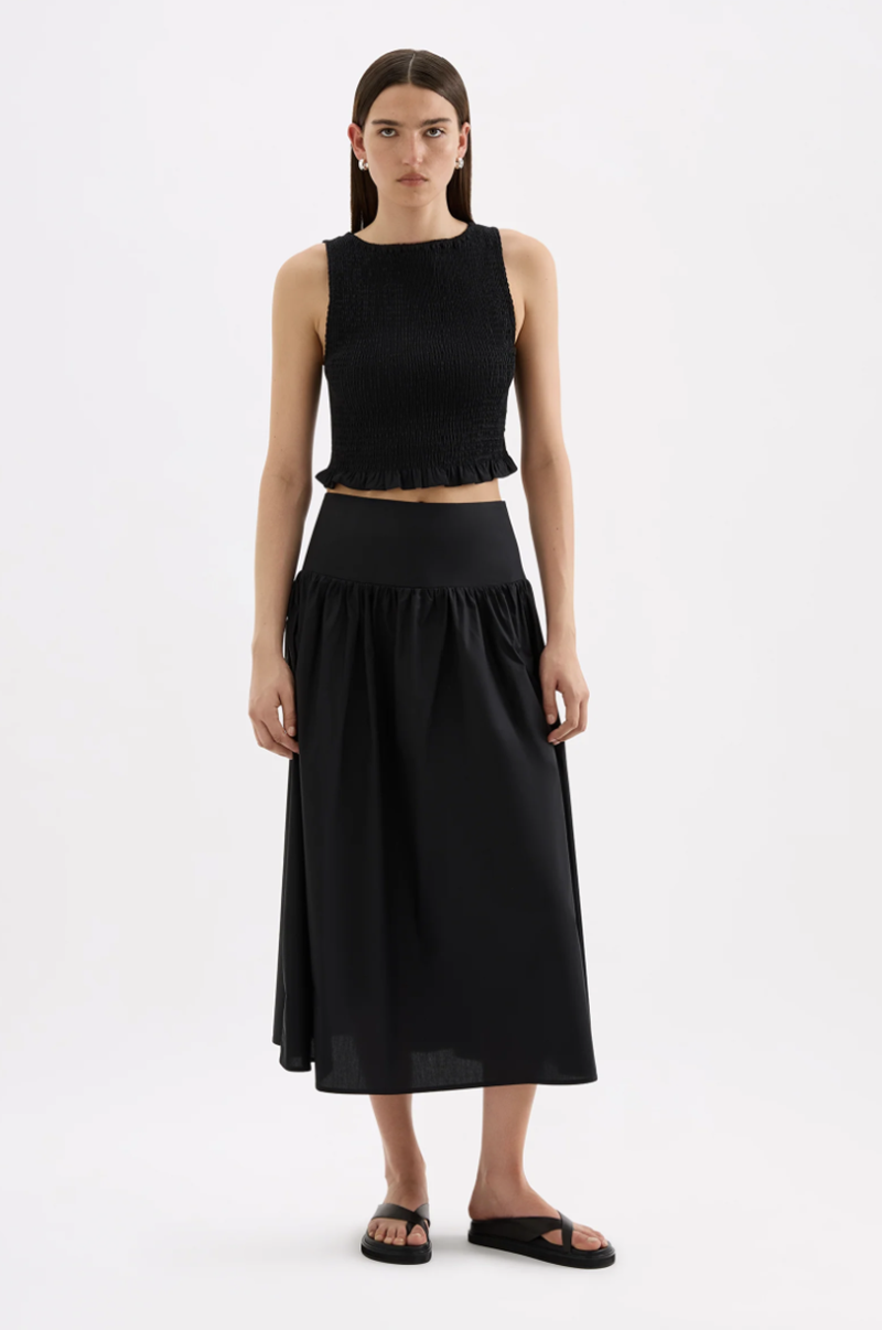 Greta Poplin Skirt | Black