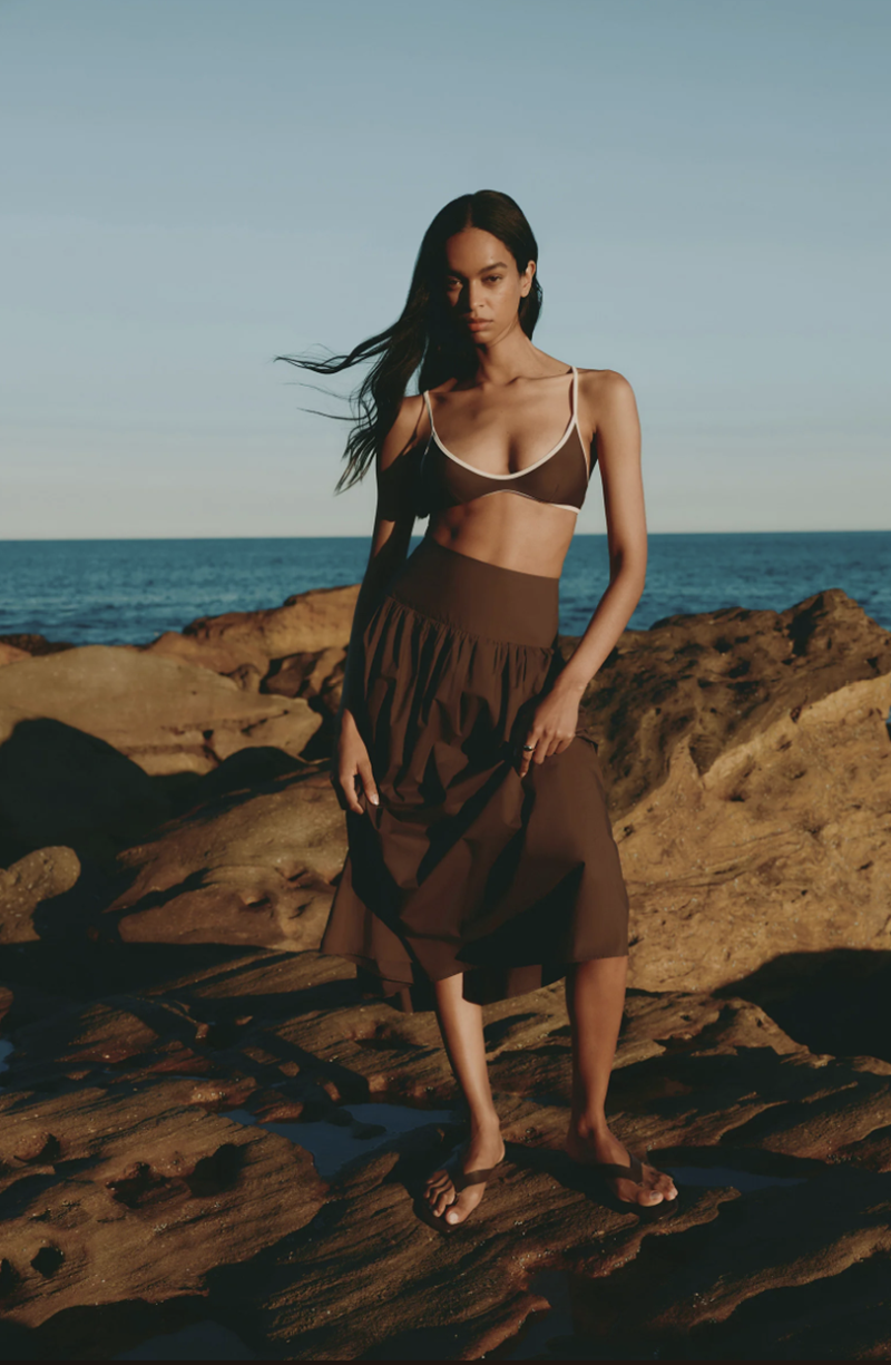 Greta Poplin Skirt | Chocolate
