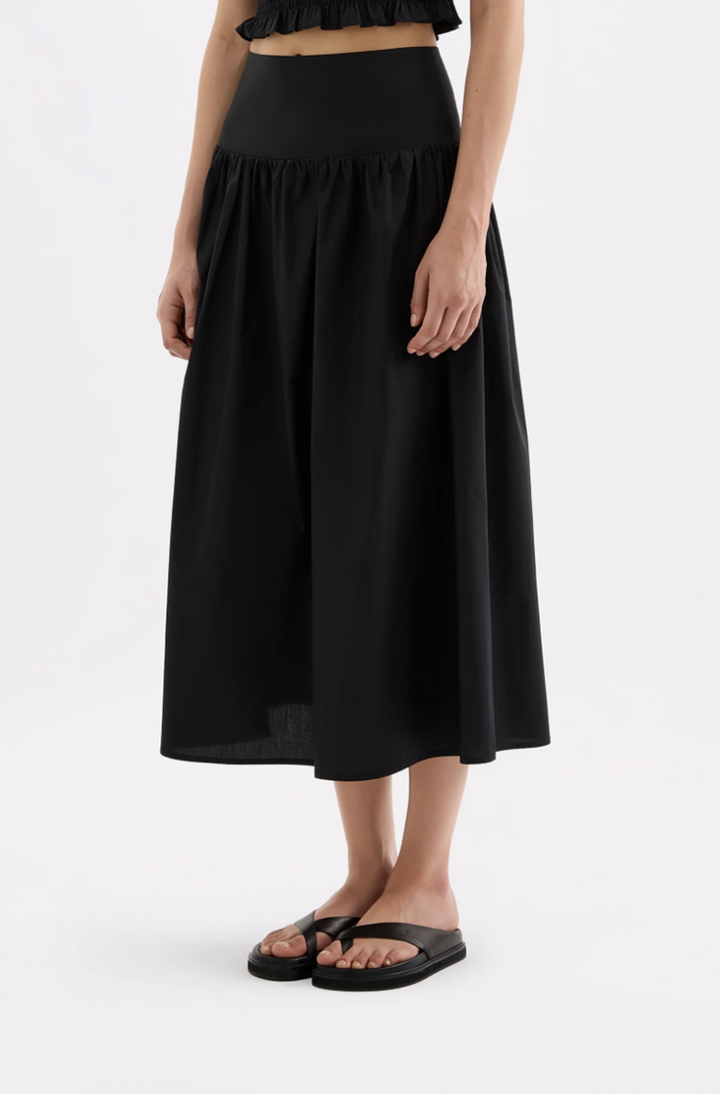 Greta Poplin Skirt | Black