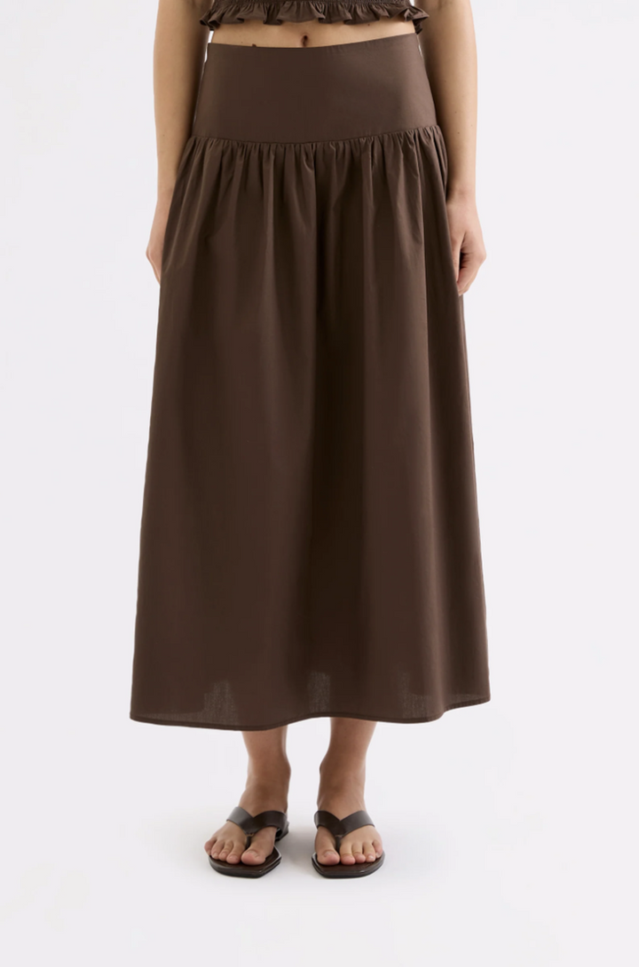 Greta Poplin Skirt | Chocolate