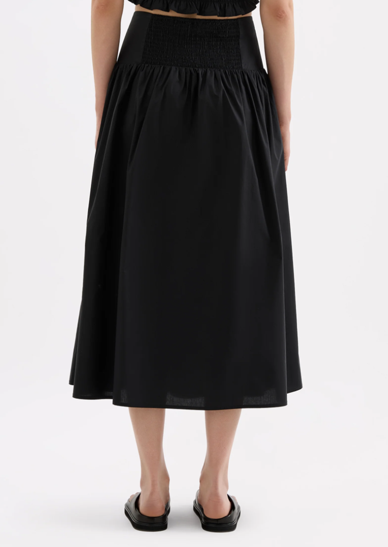 Greta Poplin Skirt | Black