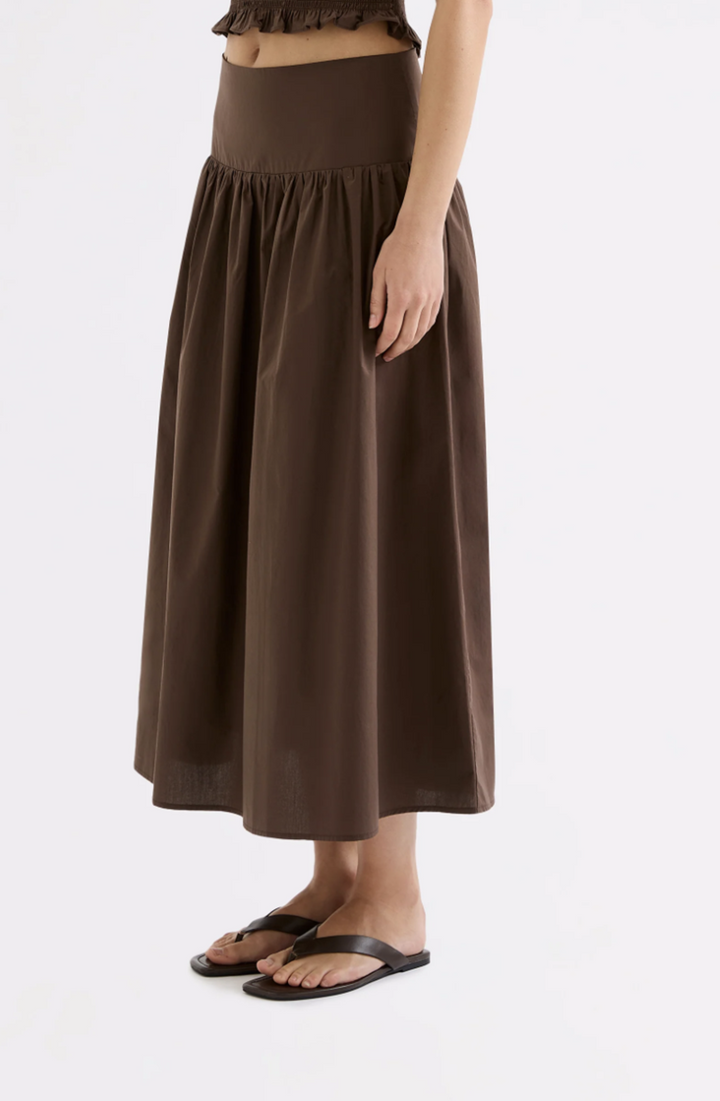 Greta Poplin Skirt | Chocolate