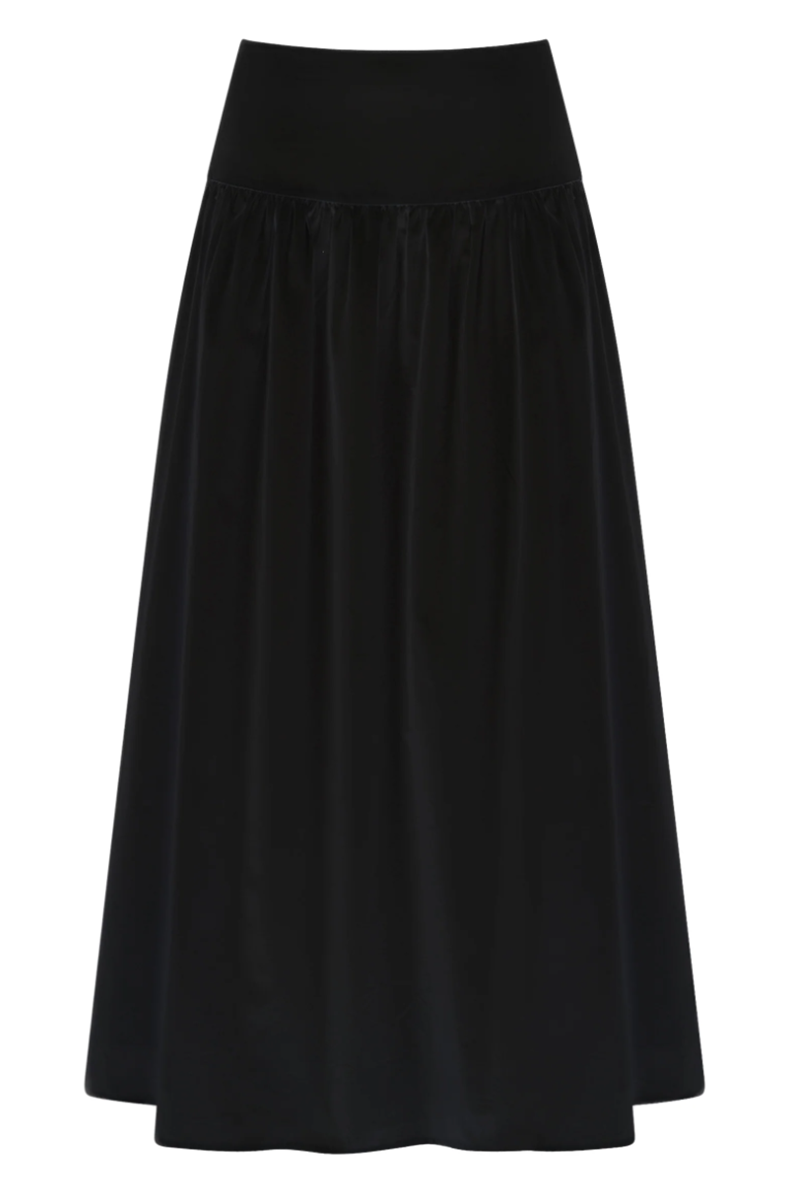 Greta Poplin Skirt | Black