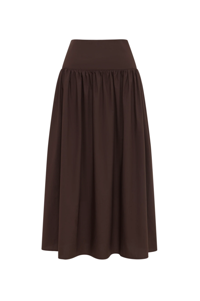 Greta Poplin Skirt | Chocolate