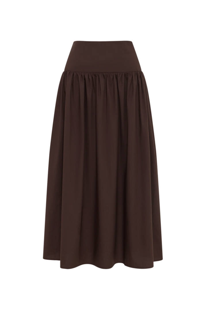 Greta Poplin Skirt | Chocolate