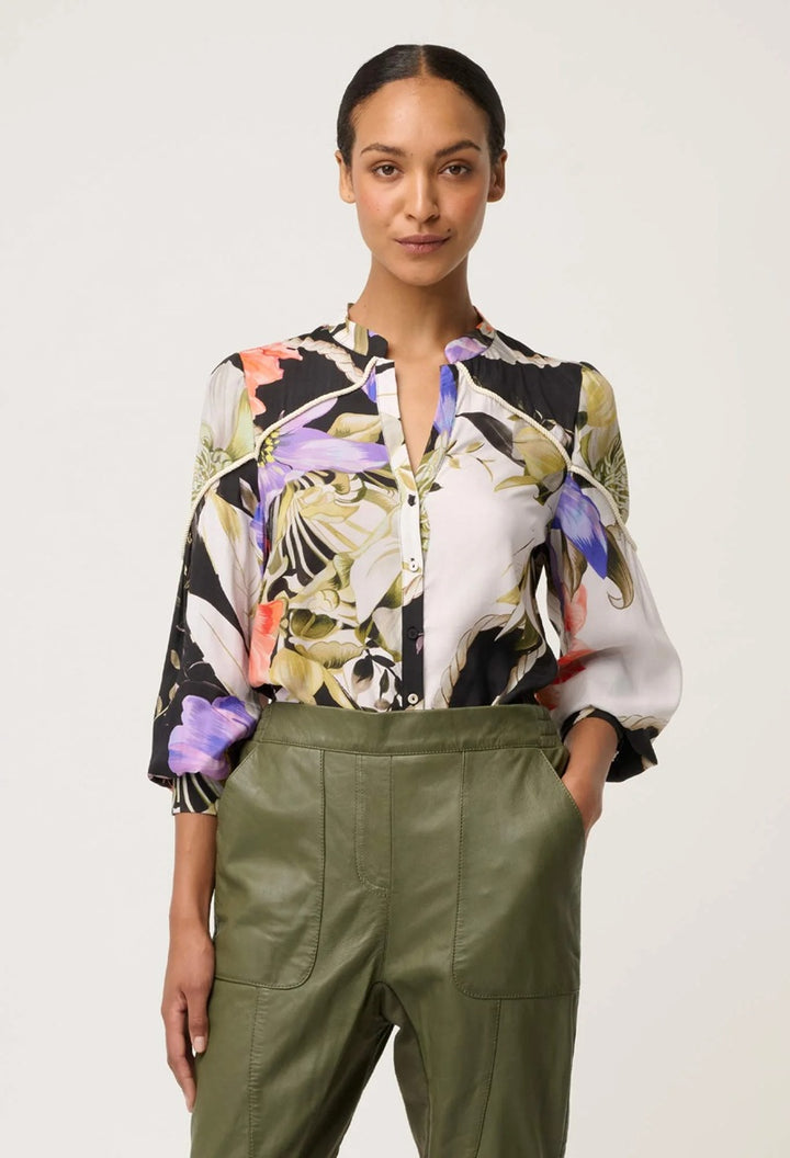 Harley Viscose Linen Faille Shirt | Tangled Blossom