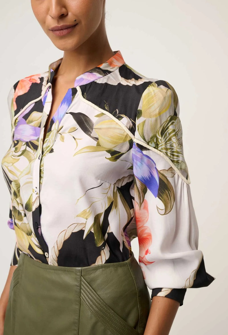 Harley Viscose Linen Faille Shirt | Tangled Blossom