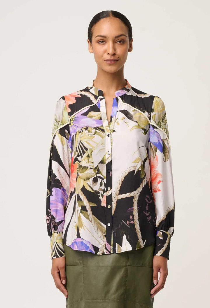 Harley Viscose Linen Faille Shirt | Tangled Blossom