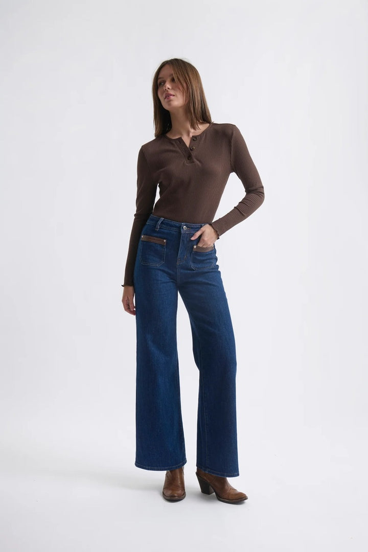 Harper Jean  Leather Pocket | Palisade Blue
